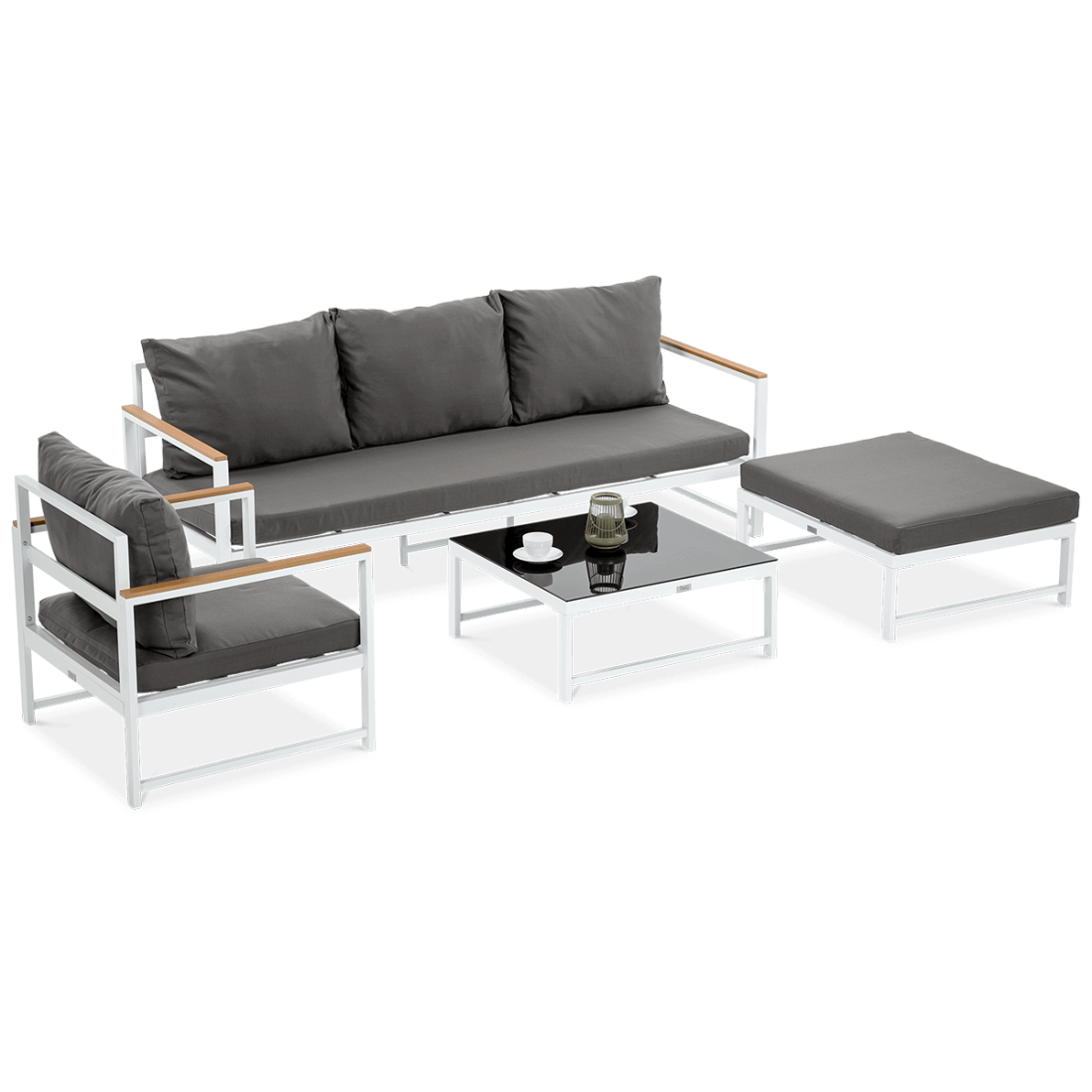 Narożnik ogrodowy Orlando z fotelem, kolor biały