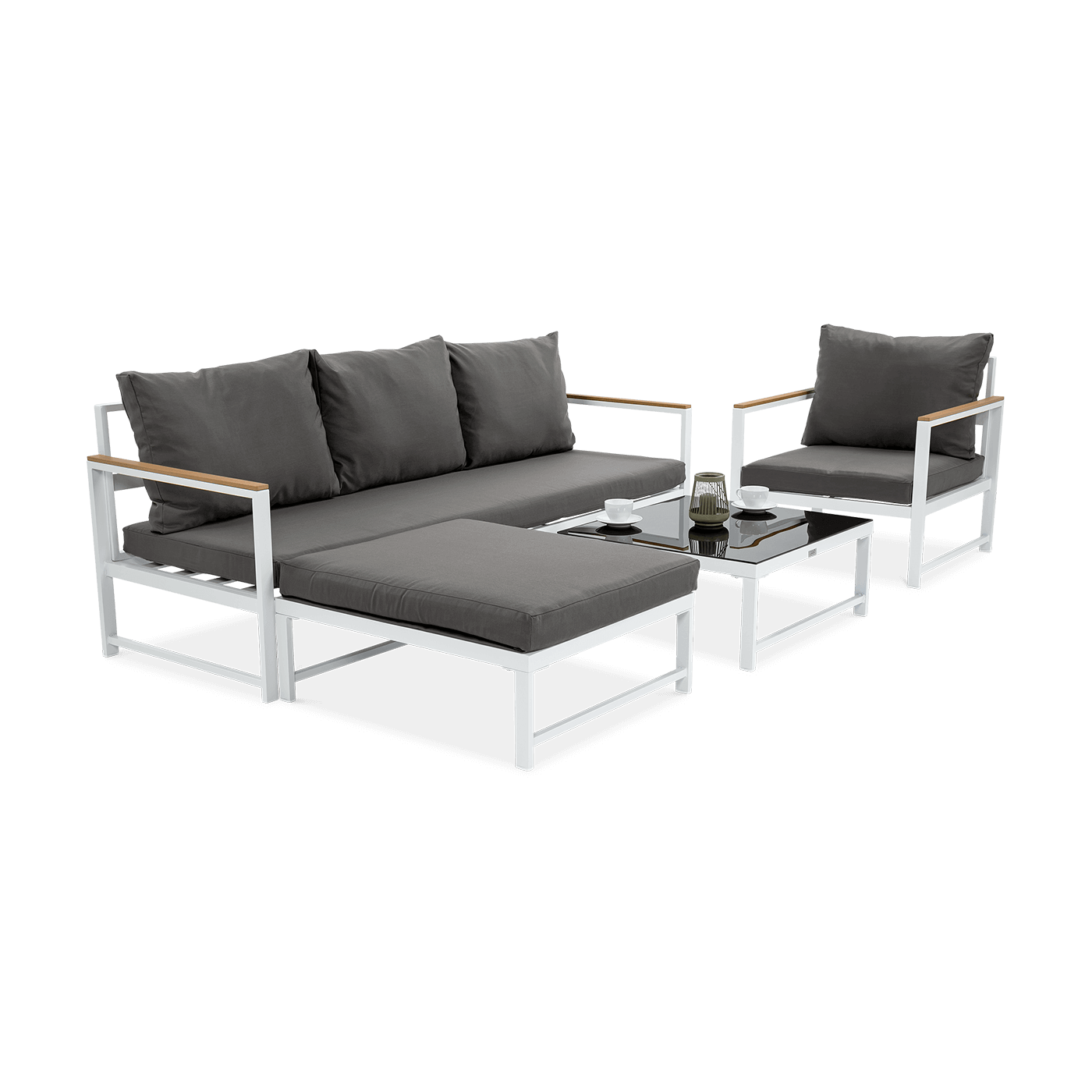 Narożnik ogrodowy Orlando z fotelem, kolor biały