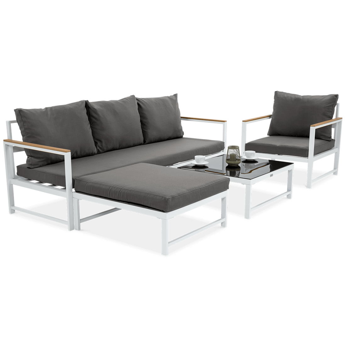 Narożnik ogrodowy Orlando z fotelem, kolor biały