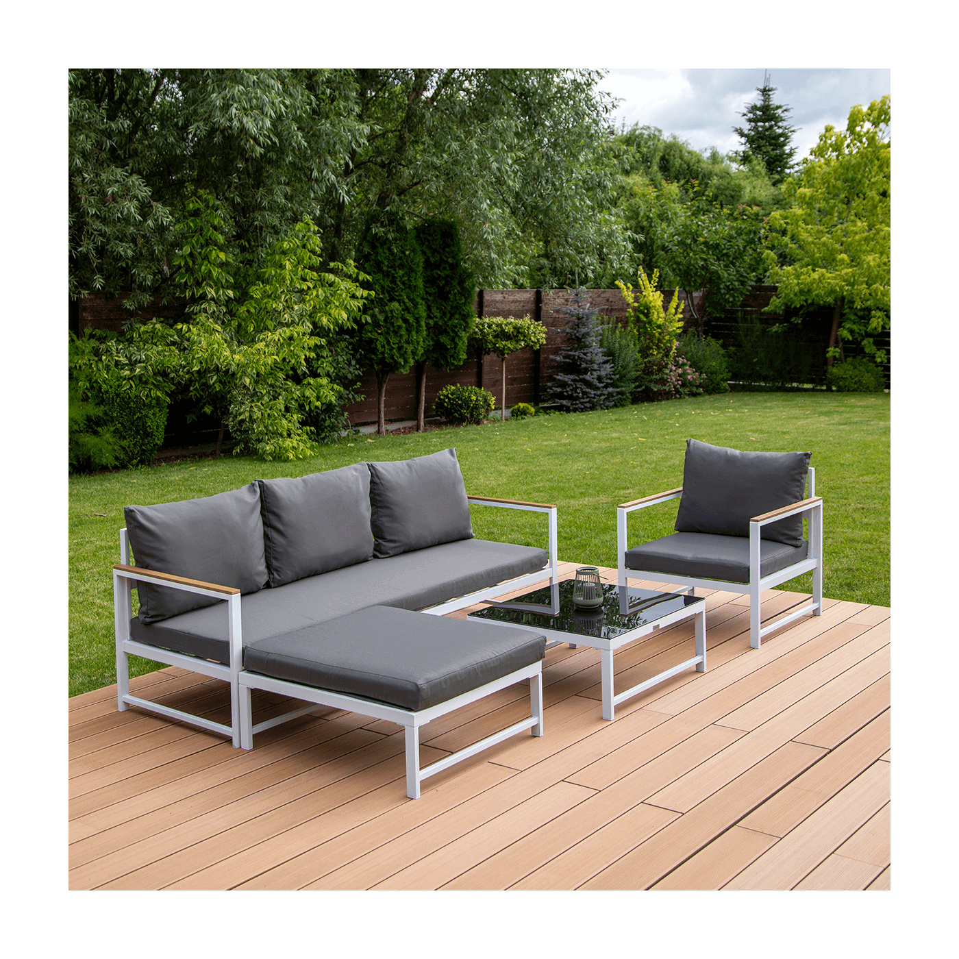 Narożnik ogrodowy Orlando z fotelem, kolor biały