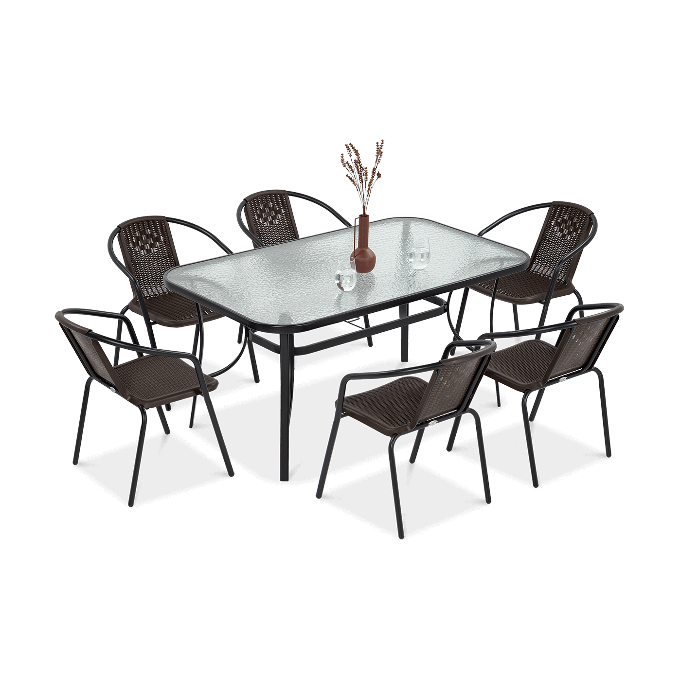 ogrodowy zestaw jadalniany simple w kolorze brązowym