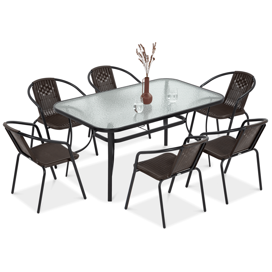 ogrodowy zestaw jadalniany simple w kolorze brązowym