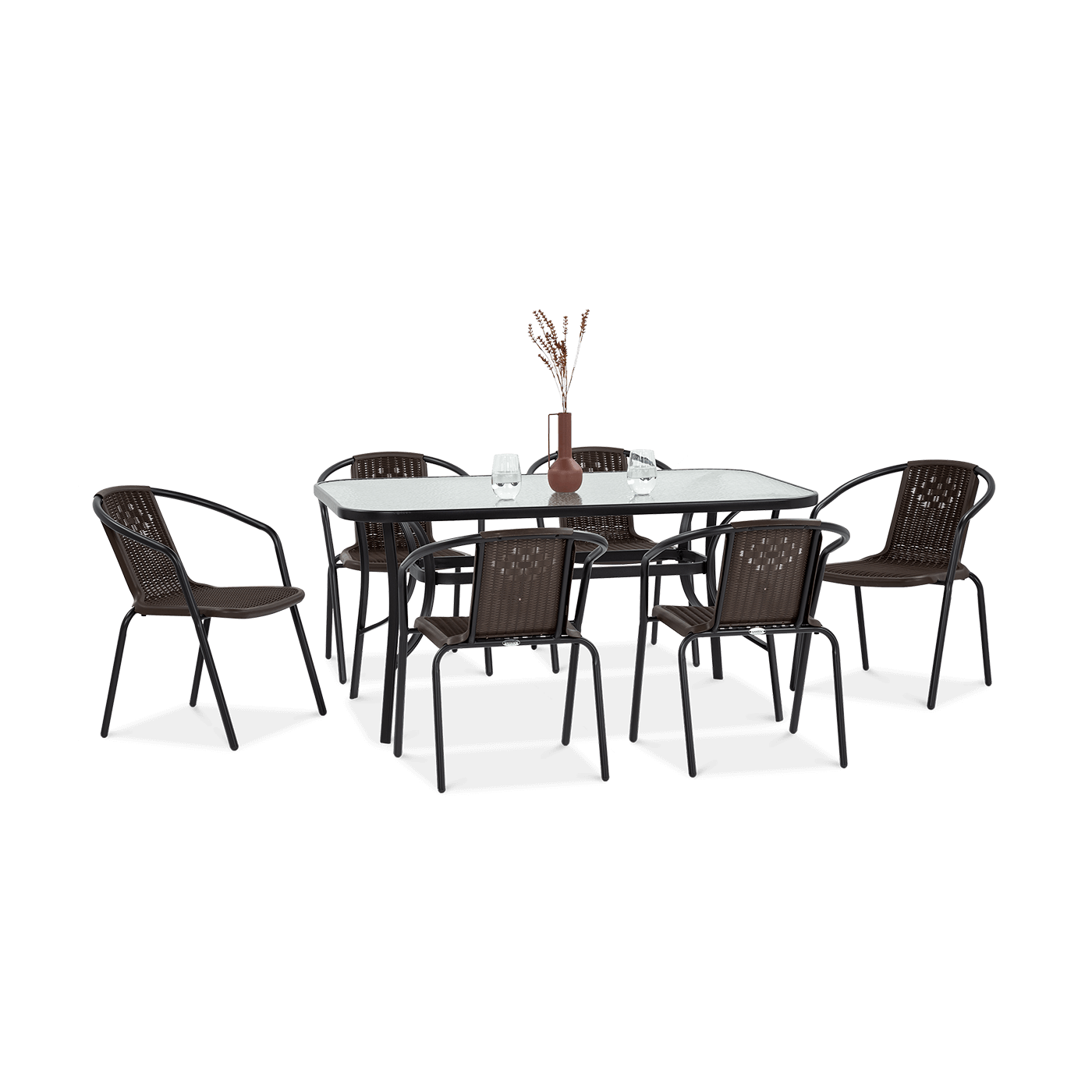 bok zestawu jadalnianego na ogród simple w kolorze brązowym