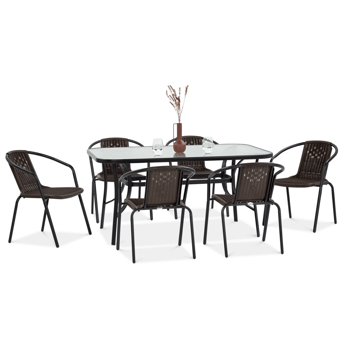 bok zestawu jadalnianego na ogród simple w kolorze brązowym