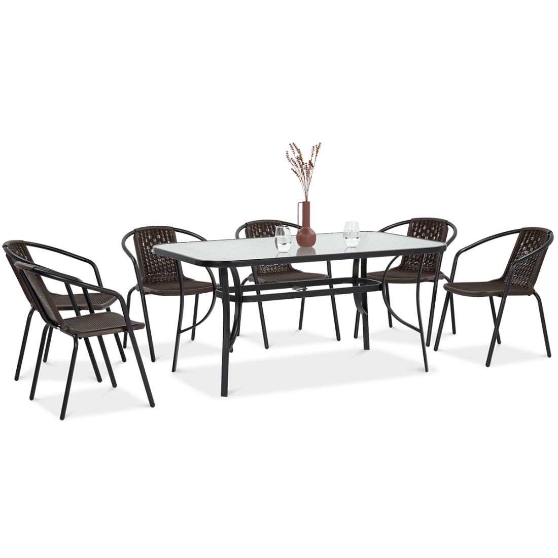 zestaw jadalniany na taras z 6 krzesłami i stołem jadalnianym