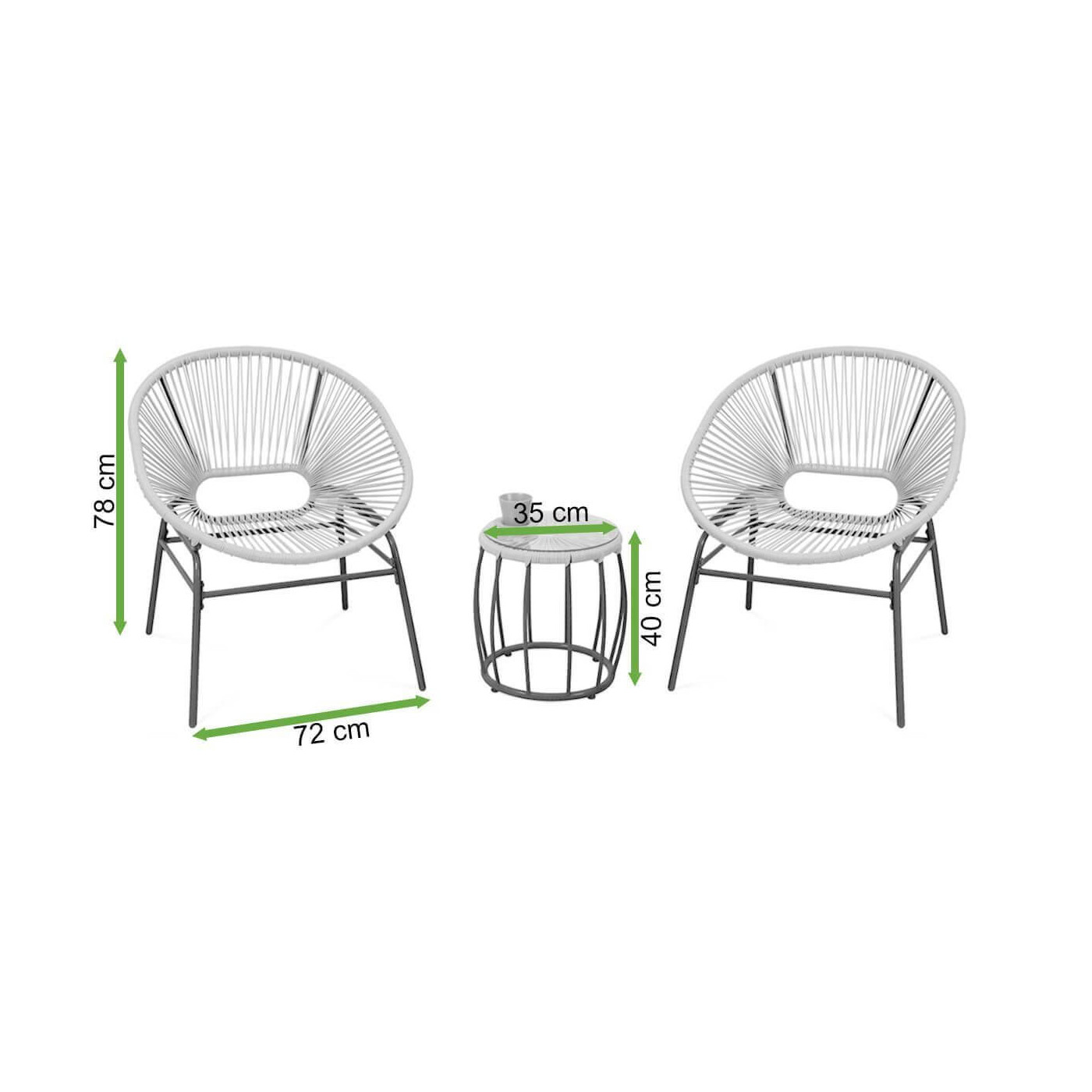 Wymiary zestawu meblowego 2+1 Maya, Beige