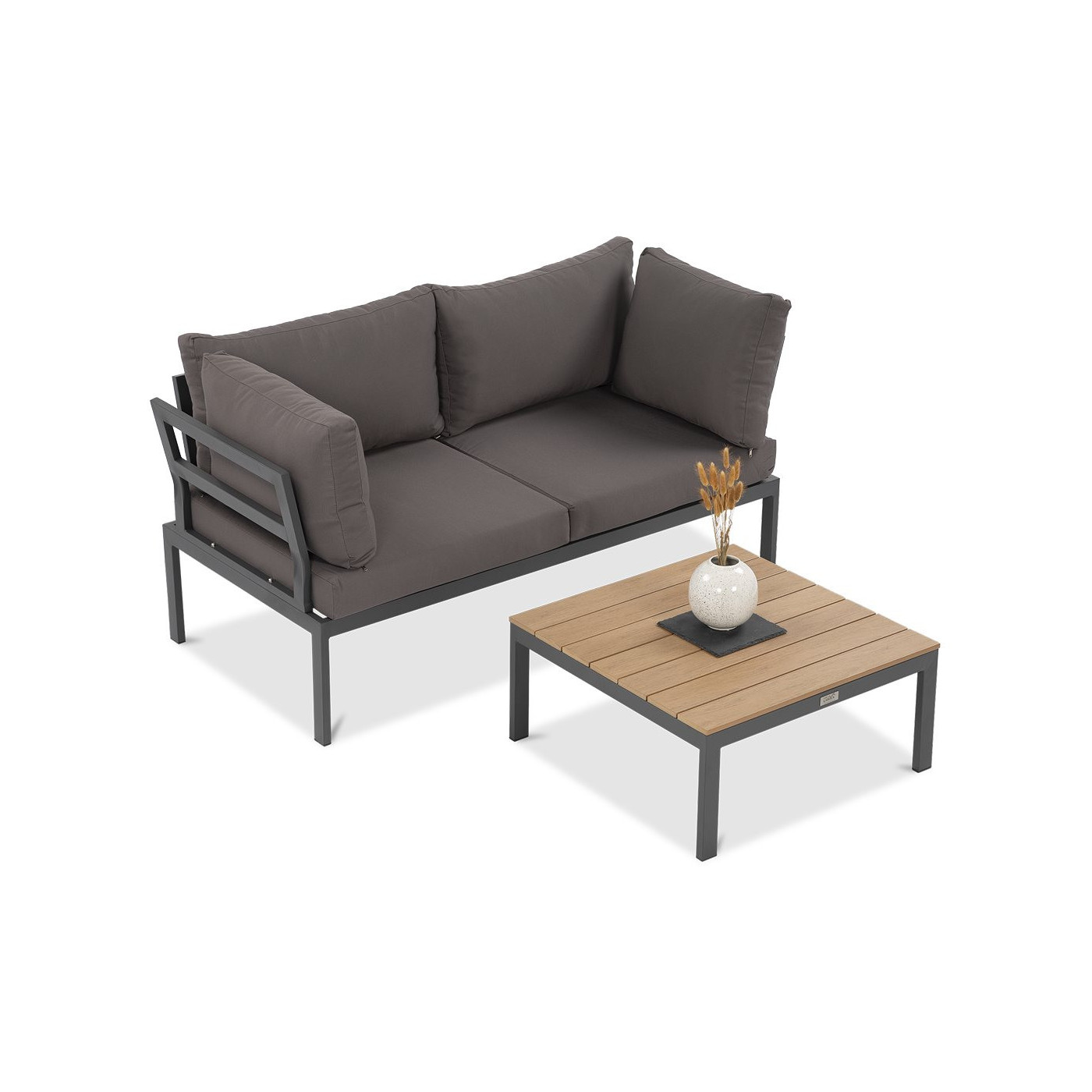 widok z góry na zestaw ogrodowy java w kolorze ciemno szarym