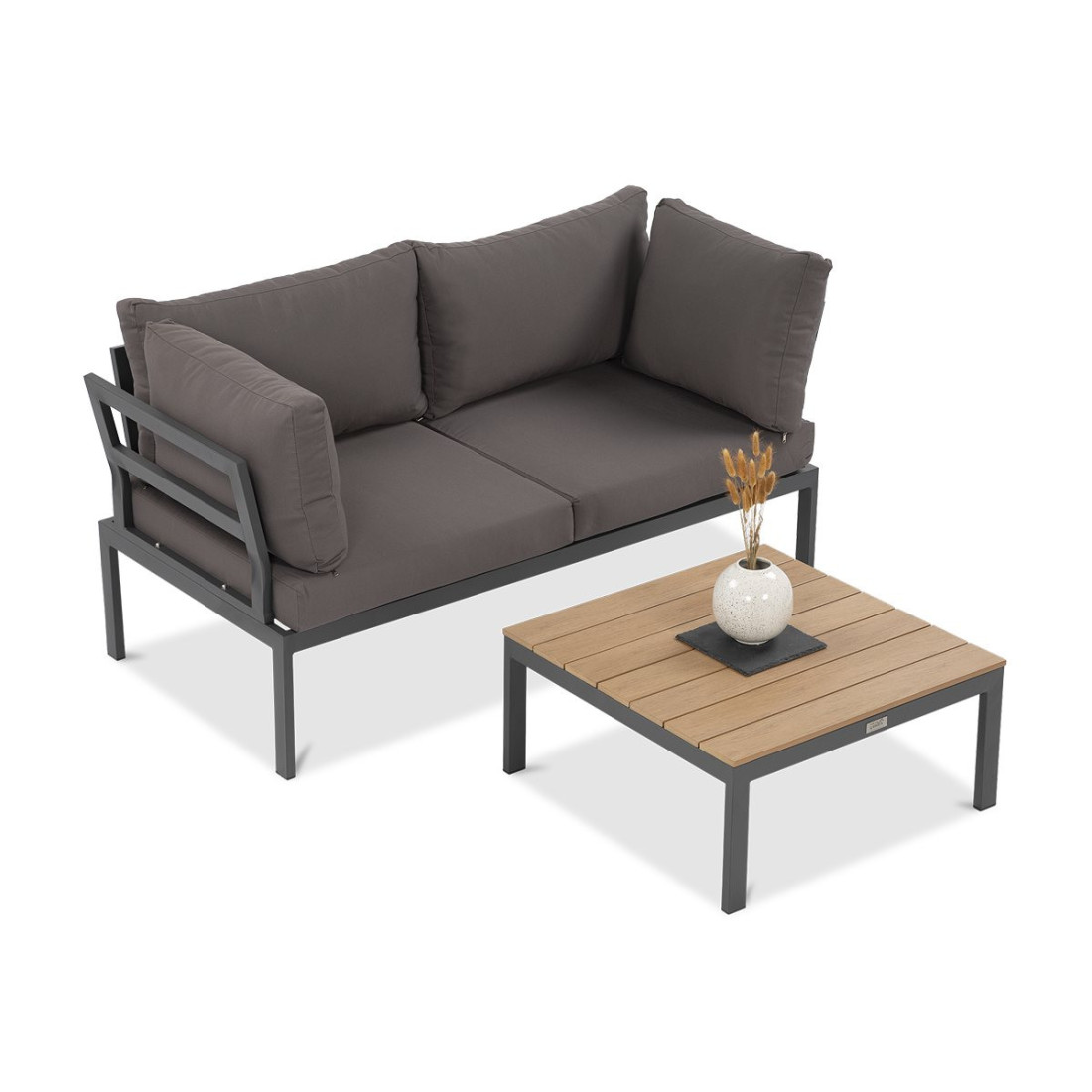 widok z góry na zestaw ogrodowy java w kolorze ciemno szarym