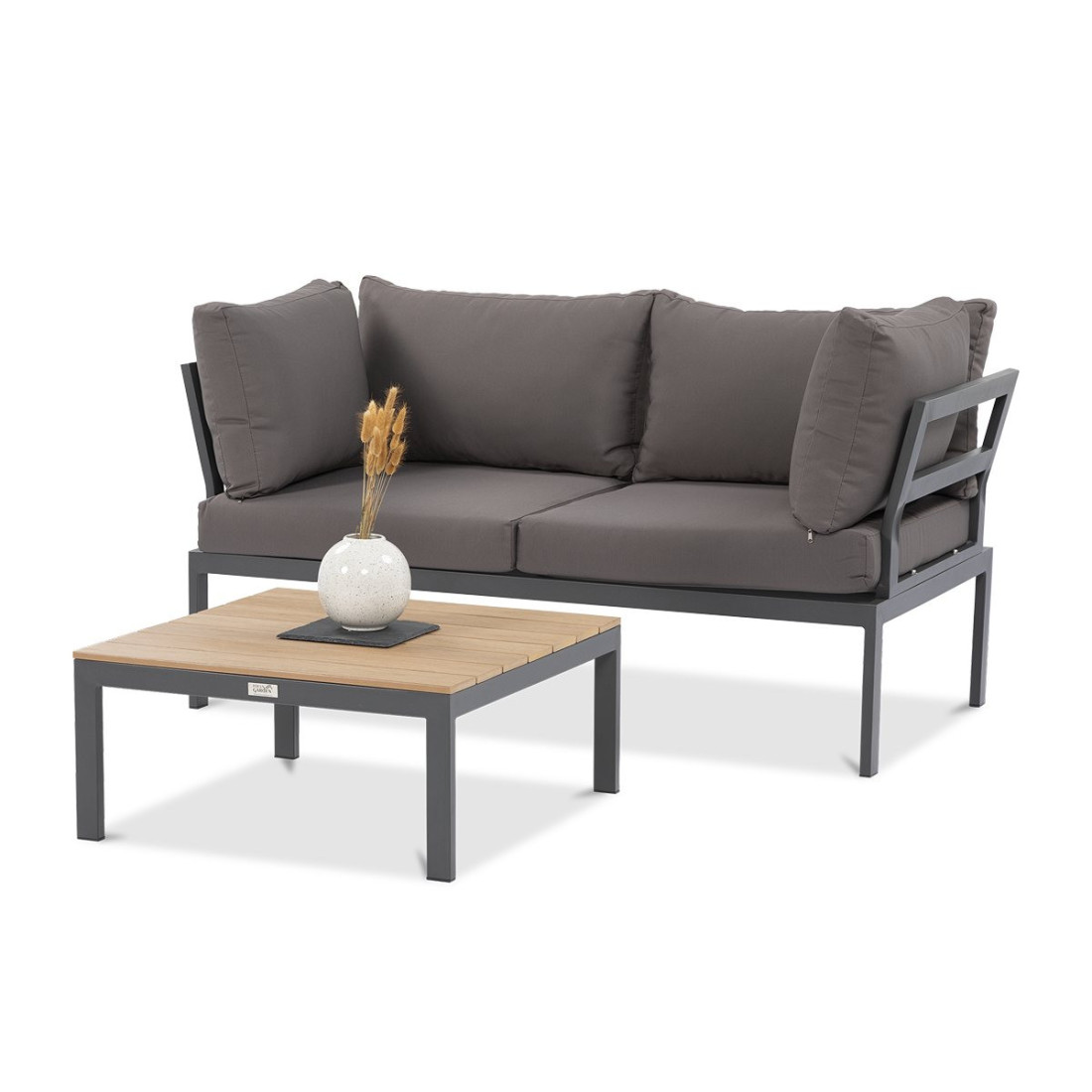 bok zestawu java w kolorze ciemno szarym z sofą i stolikiem