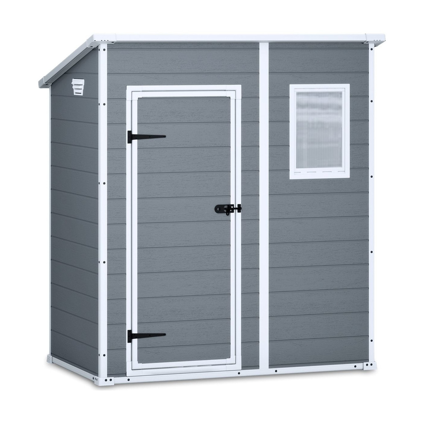 Domek ogrodowy Manor Pent 6x4, 183,5x111cm, Keter, szary z białymi elementami 