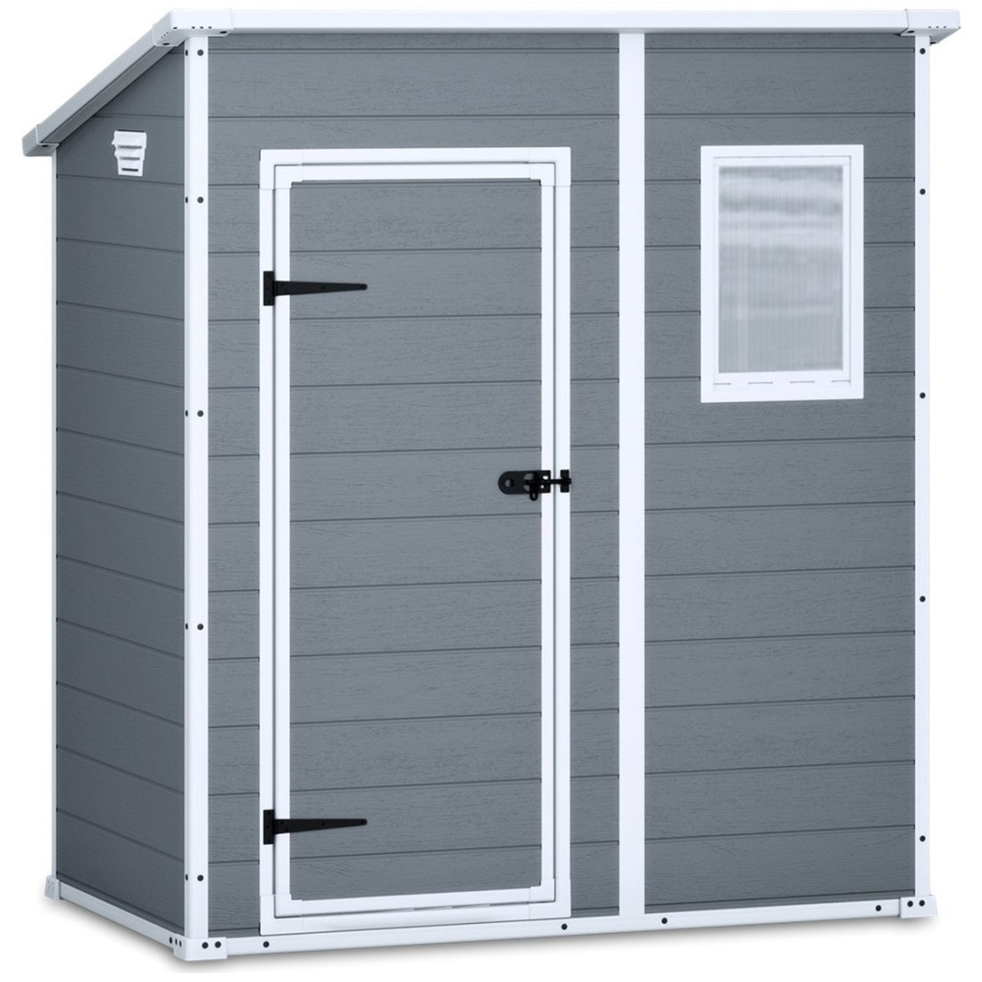 Domek ogrodowy Manor Pent 6x4, 183,5x111cm, Keter, szary z białymi elementami 