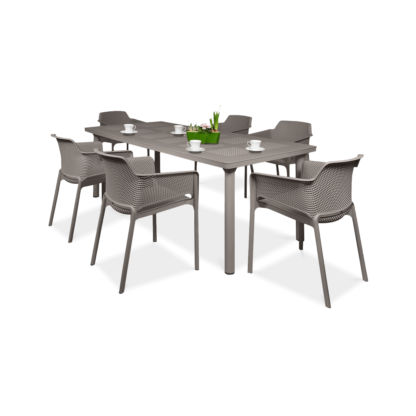 zestaw jadalniany do ogrodu brązowy z krzesłami i stołem