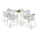 zestaw ogrodowy tarasowy białe krzesła i stół