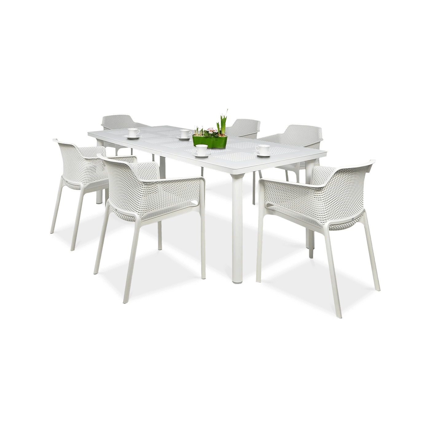 zestaw ogrodowy tarasowy białe krzesła i stół