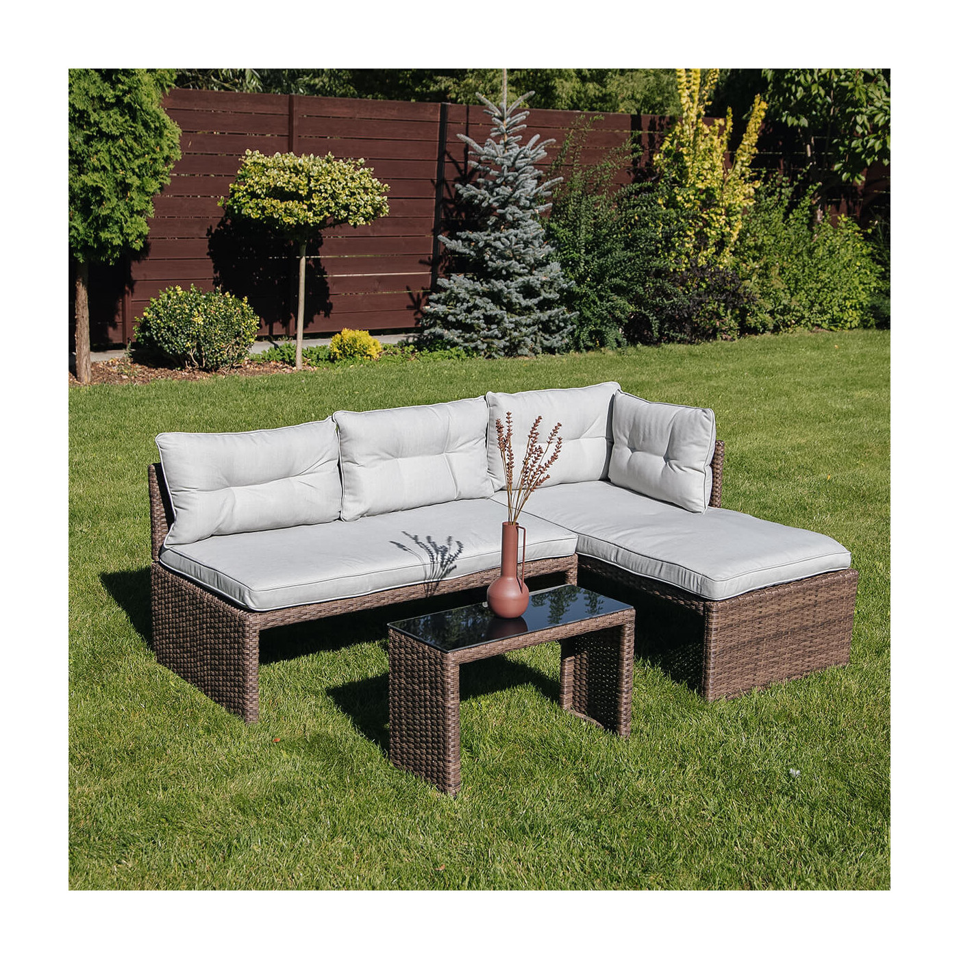 Naroznik technorattanowy Canvas Brown