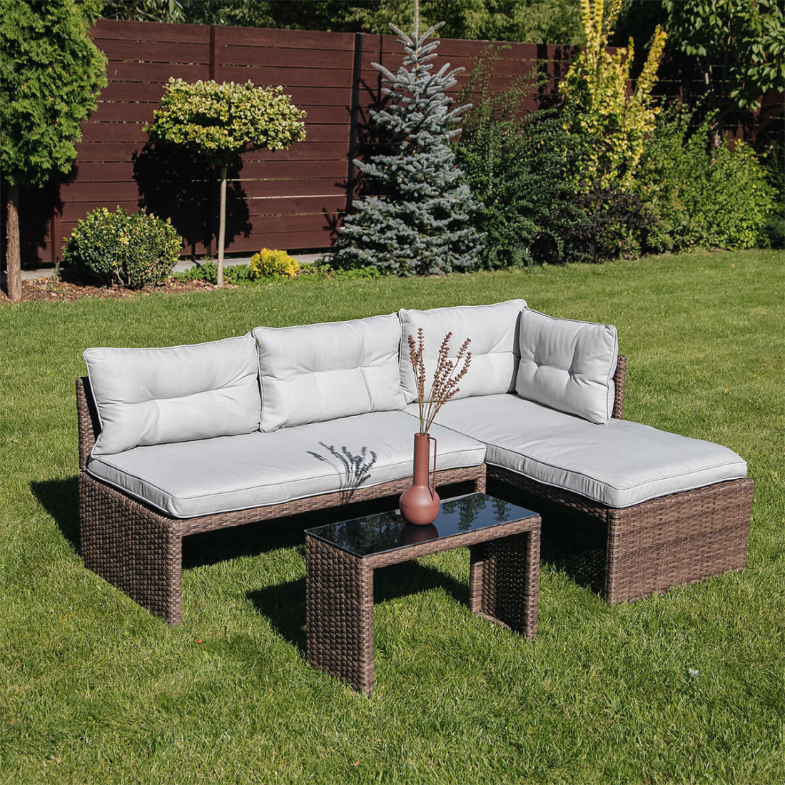 Naroznik technorattanowy Canvas Brown