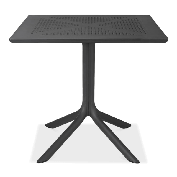 czarny stół ogrodowy na jednej nóżce 