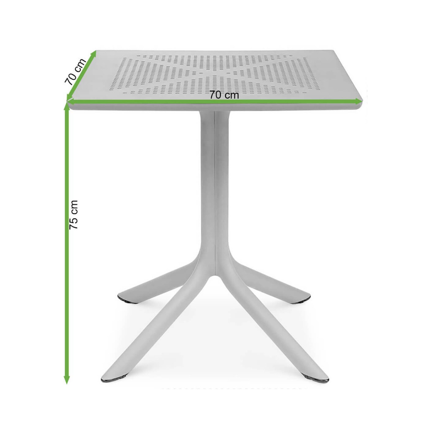 Rzut z wymiarami stolika ogrodowego Nardi CLIP 70 Tortora