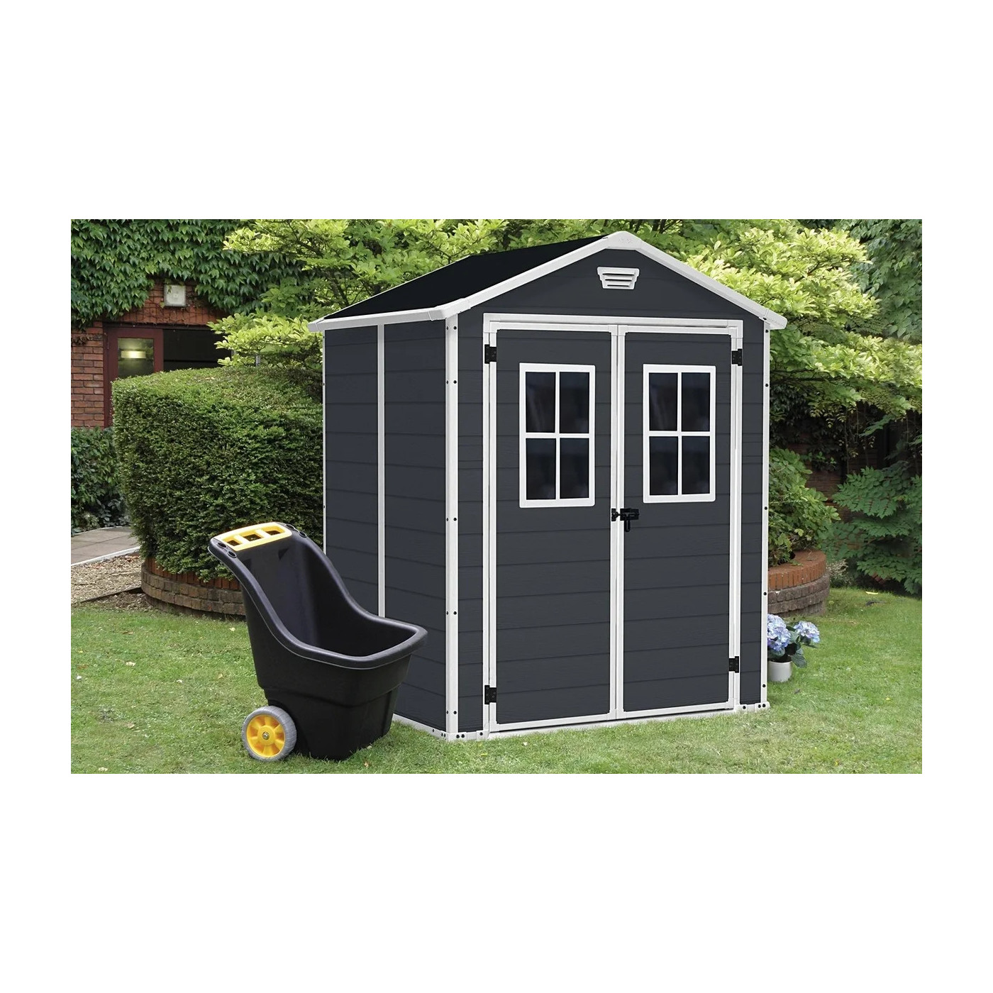 Domek narzędziowy SCALA 6x5 DD, Dark Grey, Keter, przestronne wnętrze domku na narzędzia