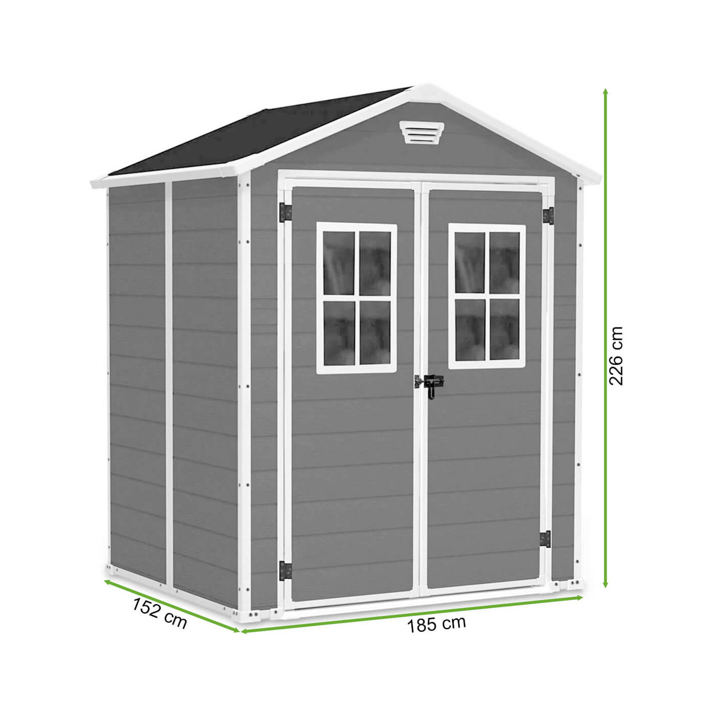 Domek narzędziowy SCALA 6x5 DD, Dark Grey, Keter, wymiary domku