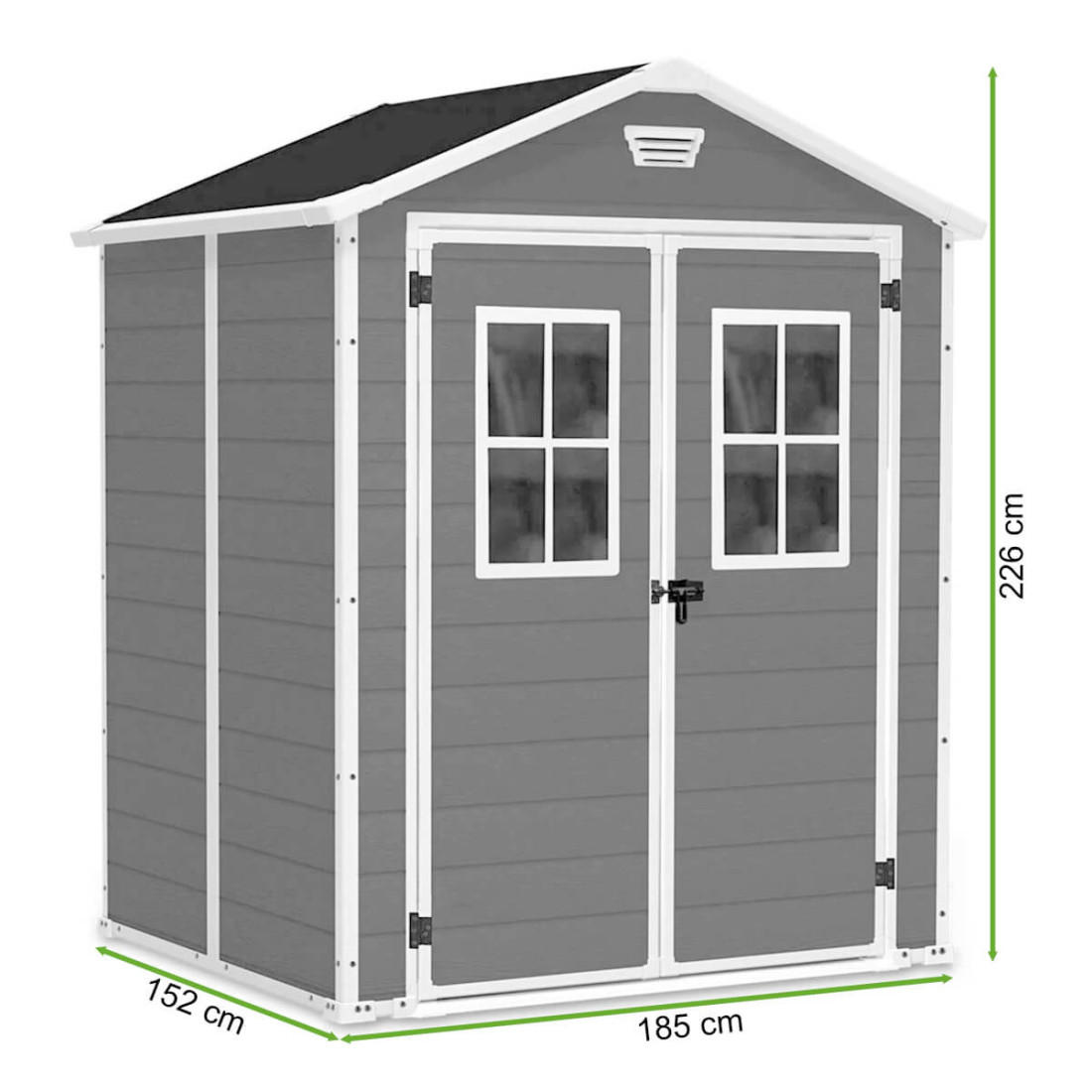 Domek narzędziowy SCALA 6x5 DD, Dark Grey, Keter, wymiary domku