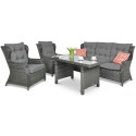 TRIVENTO DINING 3 Dark Grey zestaw mebli ogrodowych z technorattanu