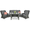 TRIVENTO DINING 3 Dark Grey zestaw mebli ogrodowych z technorattanu