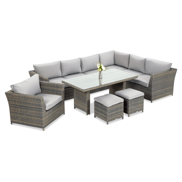 Narożnik technorattan MONIZ DINING PLUS - szary