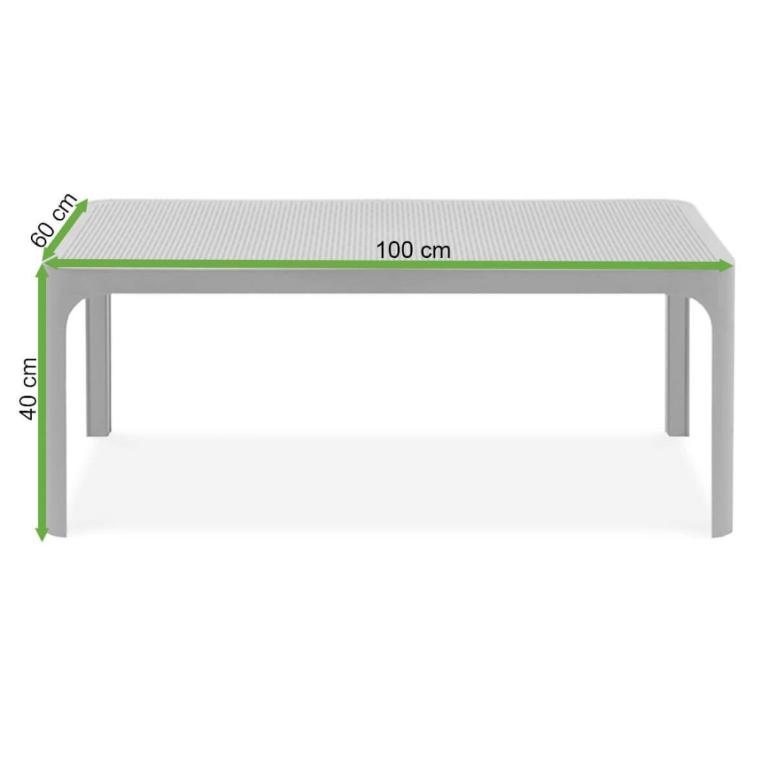 Wymiary prostokątnego stołu ogrodowego Nardi NET 100