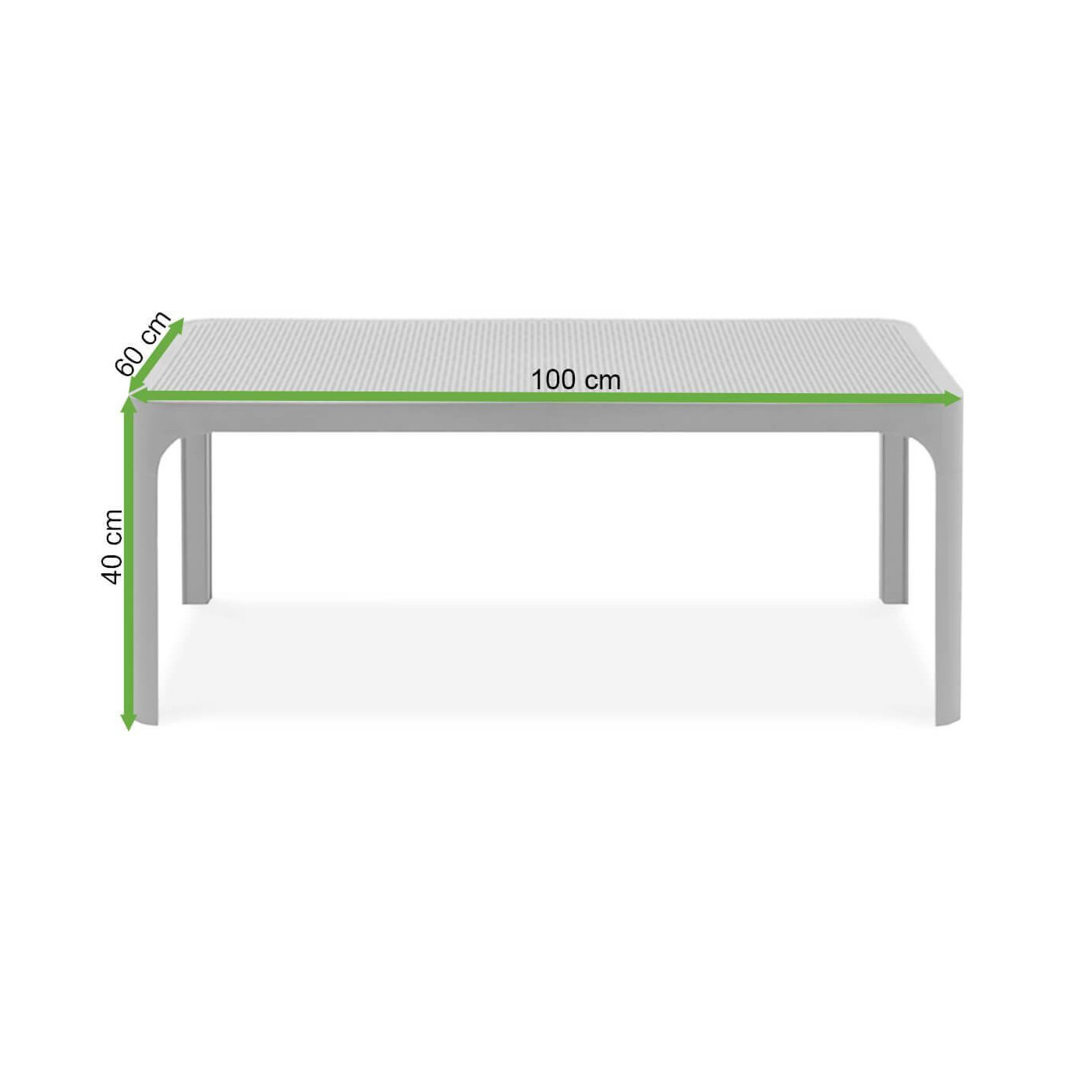 Rycina z wymiarami stołu ogrodowego Nardi Net 100 Corallo 