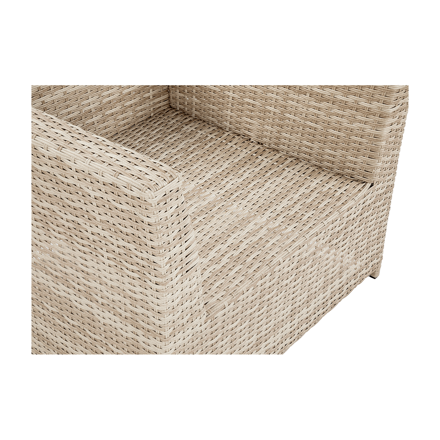 Zbliżenie na materiał technorattan fotela MONIZ DINING PLUS Beige