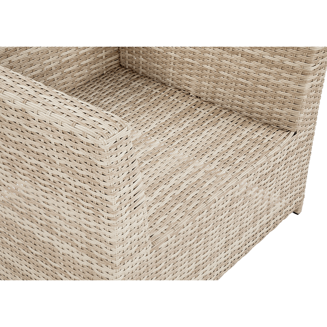 Zbliżenie na materiał technorattan fotela MONIZ DINING PLUS Beige