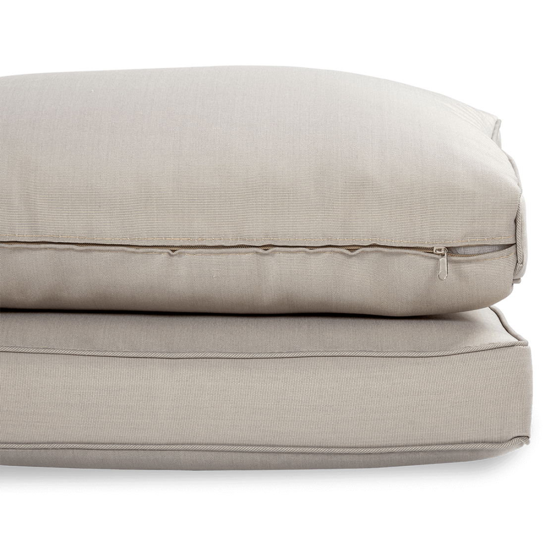 Widok na detal - materiał poduszek z kompletu mebli MONIZ DINING PLUS Beige