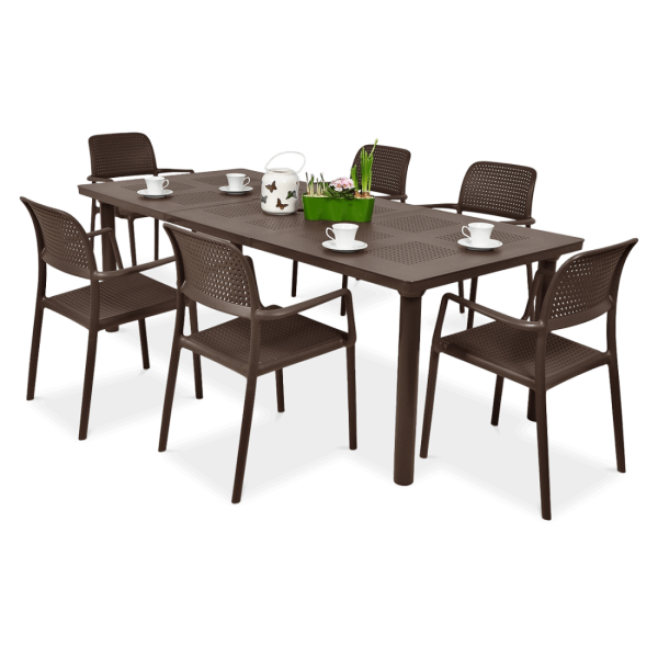 Meble ogrodowe Nardi BORA/LIBECCIO 6+1 Caffe