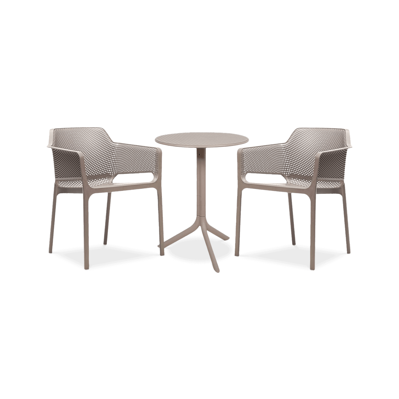 brązowy zestaw dwóch foteli i stolika ogrodowego 