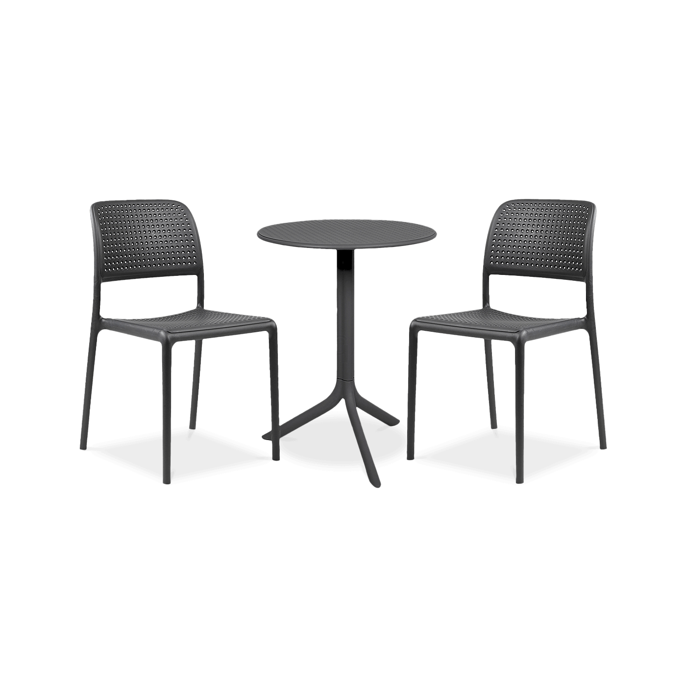 zestaw czarnych mebli balkonowych