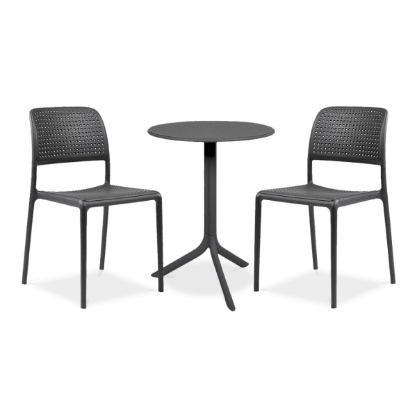 zestaw czarnych mebli balkonowych