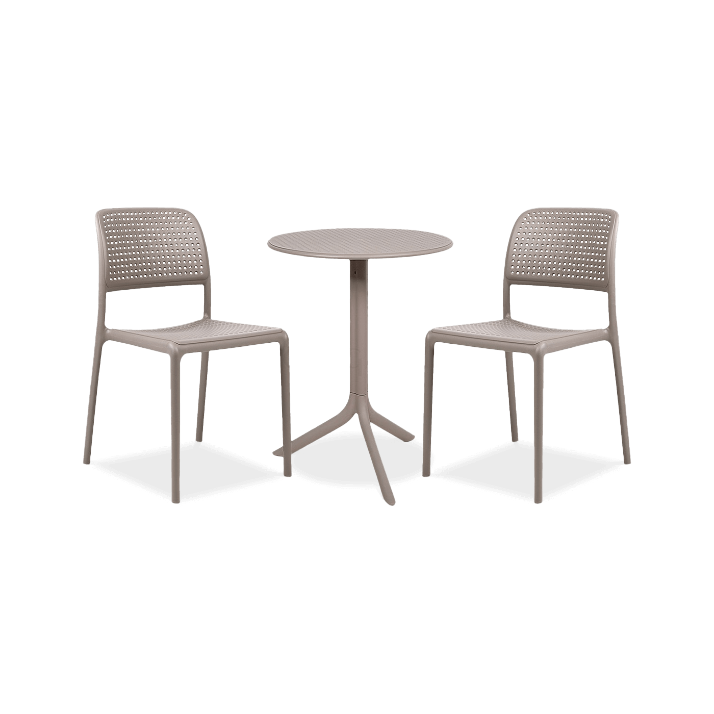 brązowe krzesła i okrągły stolik 