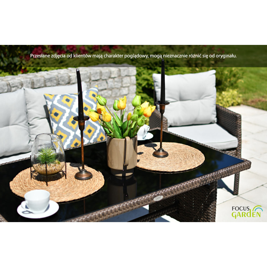 Zestaw Technorattanowy Cortina - Pufy Brown