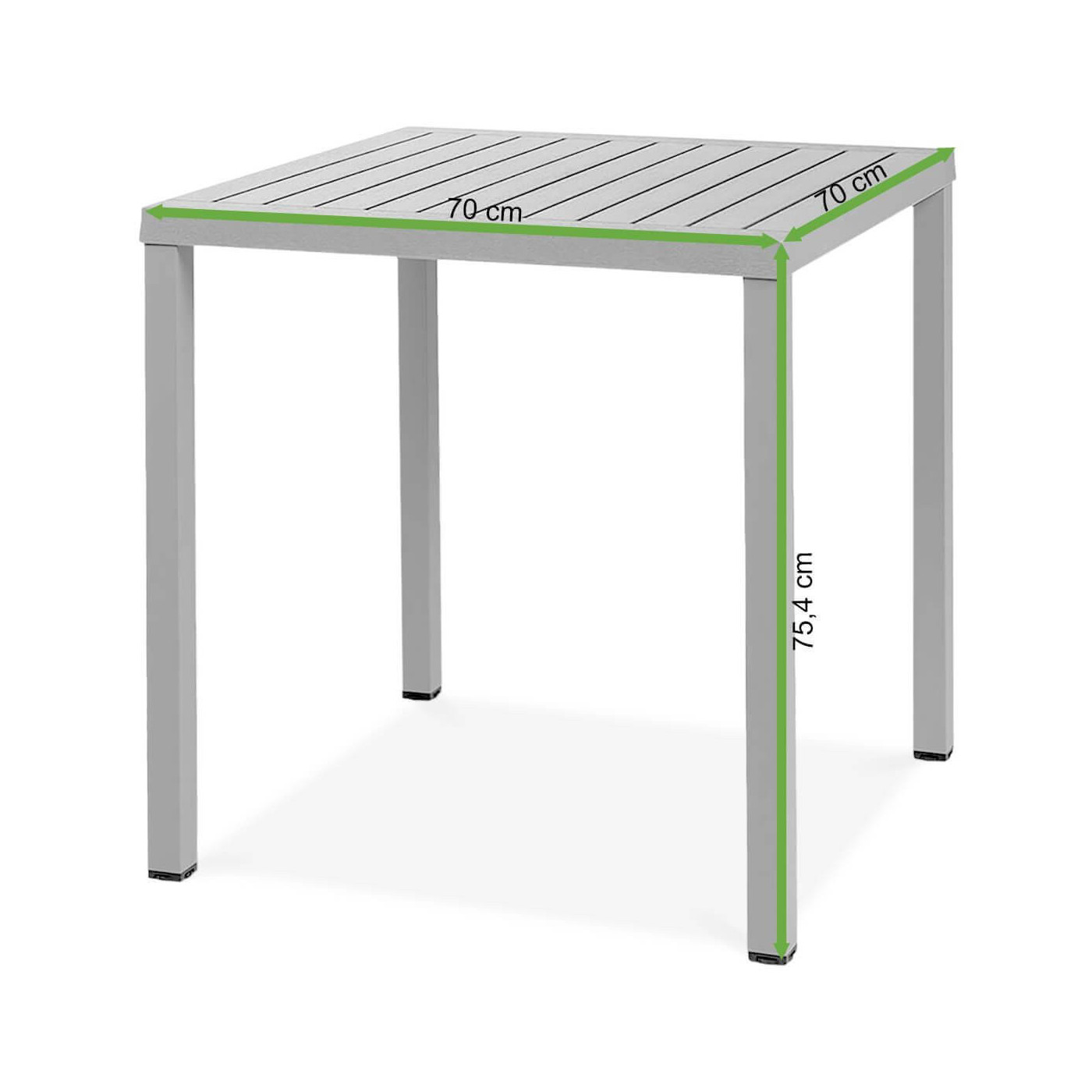 Rzut z wymiarami stołu ogrodowego Nardi CUBE 70