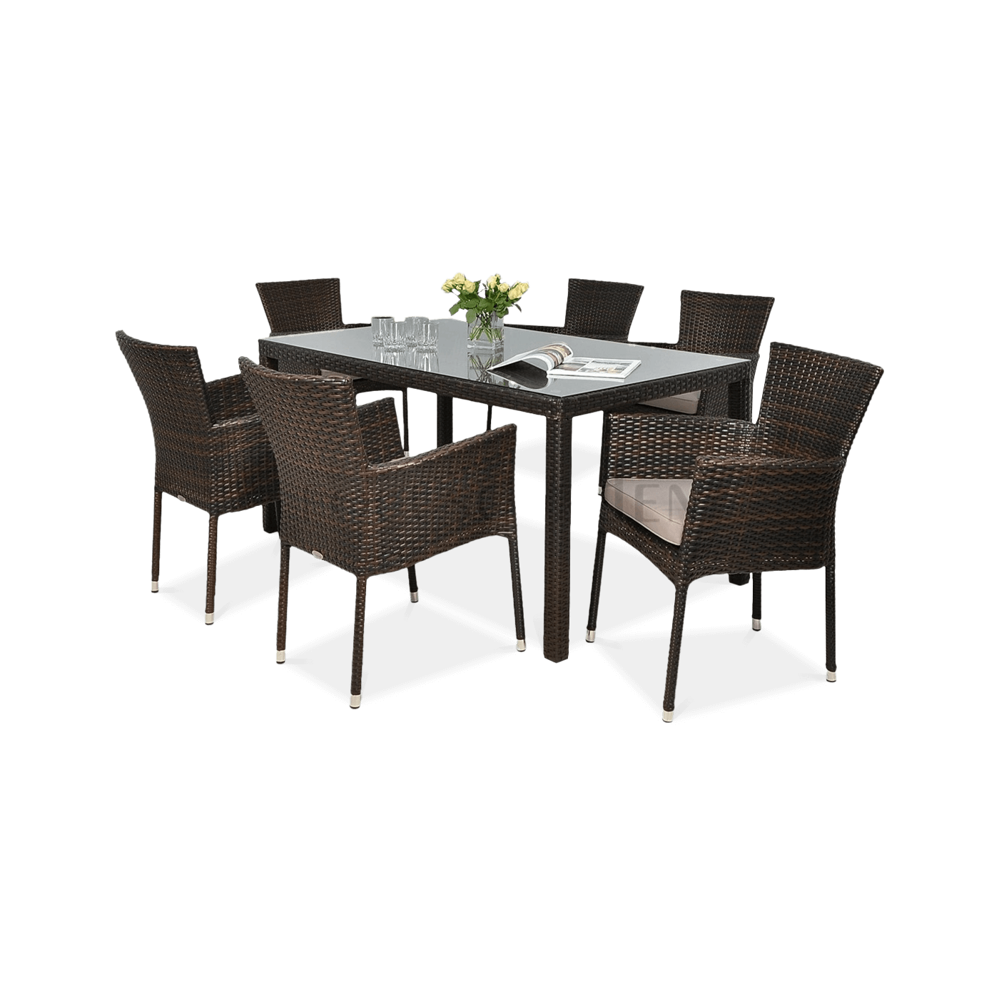 Zestaw jadalniany z technorattanu Lerida/Venecja 6+1 brown