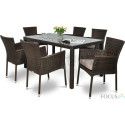 Zestaw jadalniany z technorattanu Lerida/Venecja 6+1 brown
