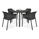 czarny zestaw mebli tarasowych stolik i cztery krzesła
