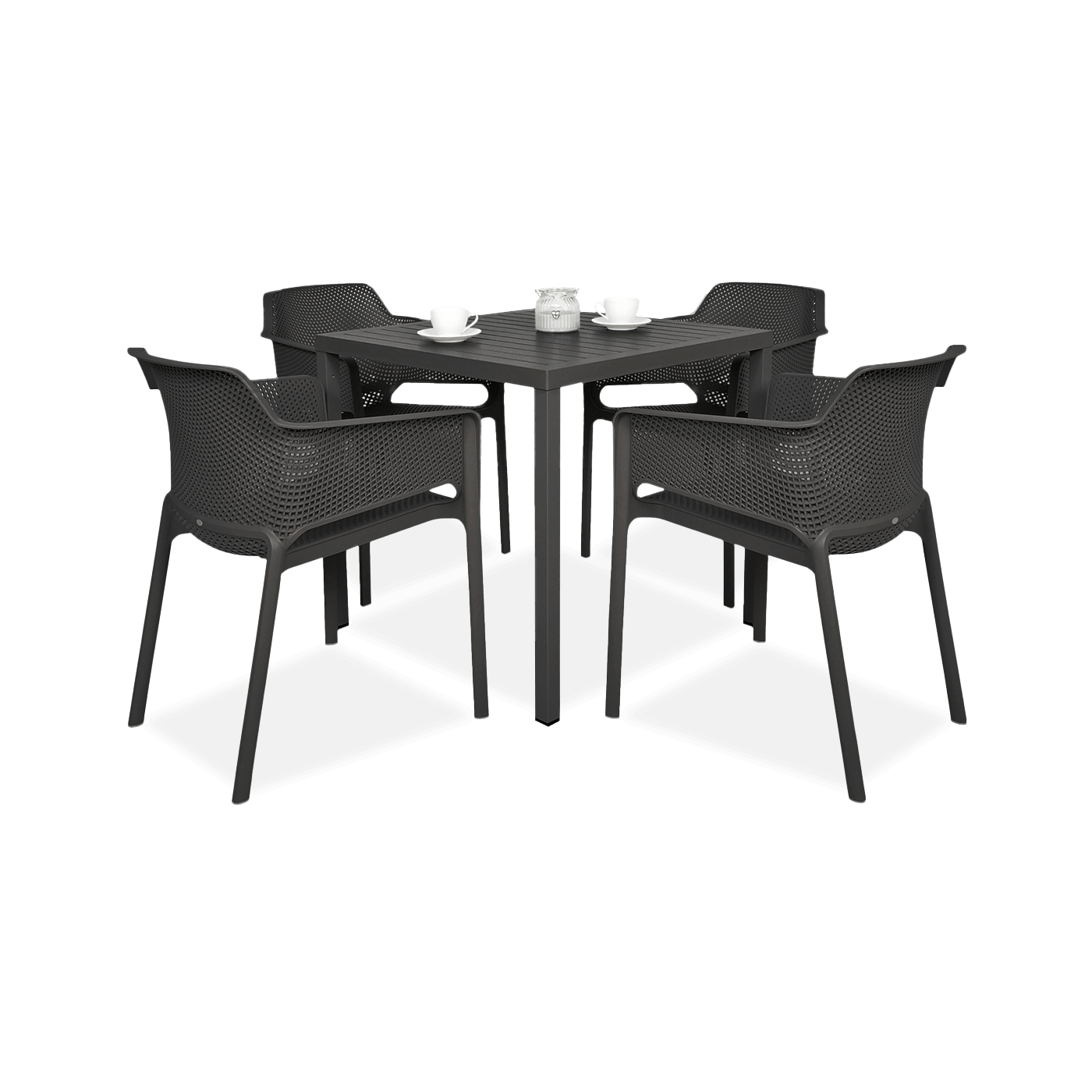 czarny zestaw mebli tarasowych stolik i cztery krzesła