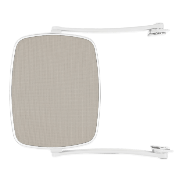 biały daszek do leżaka ogrodowego z brązowym daszkiem