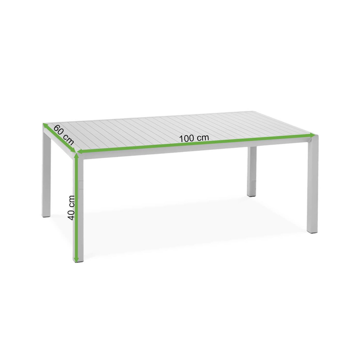 Rycina z wymiarami stolika ogrodowego Nardi ARIA 100
