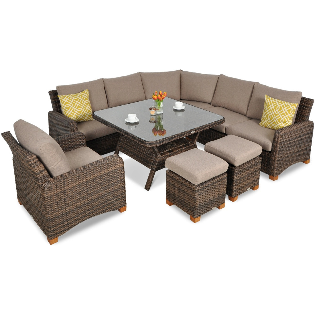 Naroznik technorattanowy Toledo Dining Brown