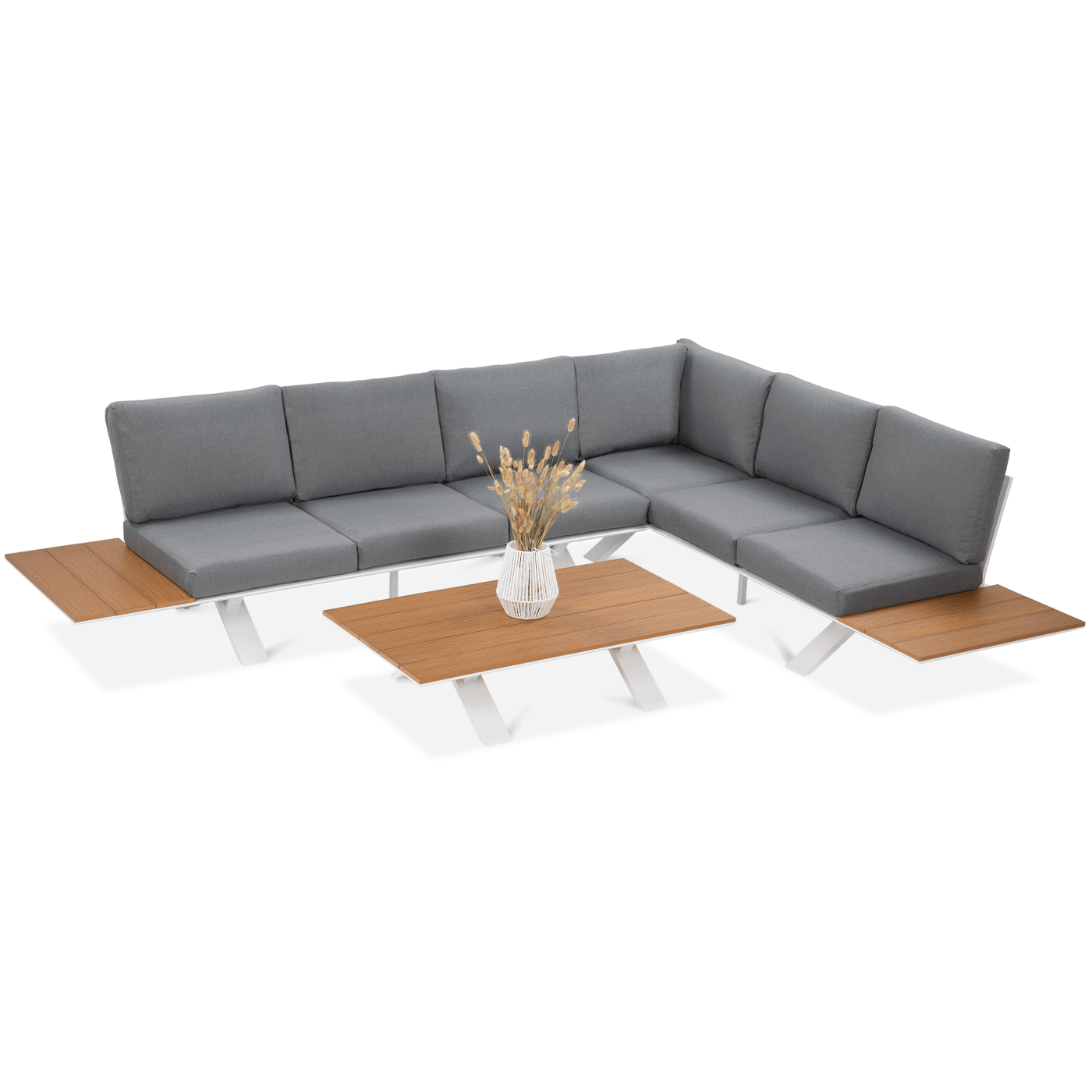 Narożnik ze stołem SORRENTO WOOD White