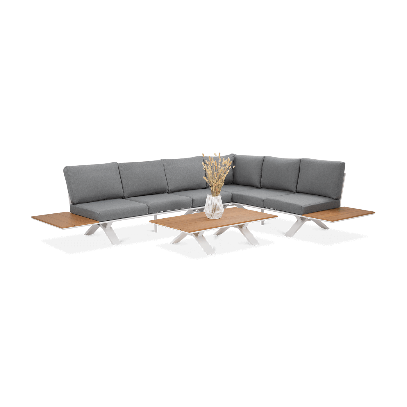 Zestaw ogrodowy narożnik i stół SORRENTO WOOD White