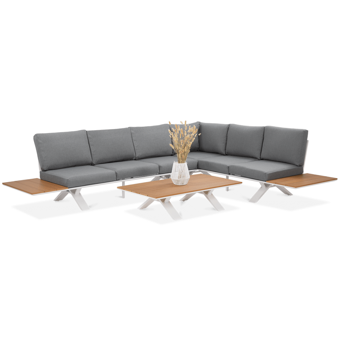 Zestaw ogrodowy narożnik i stół SORRENTO WOOD White